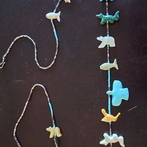 BEAUTIFUL Multi-Color GEM STONE FETISH Necklace Apprx 27"